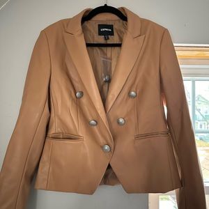 brown express faux leather jacket